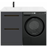 Тумба с раковиной Sanstar Darko 50 (110) левая, под стиральную машину, дуб вотан/графит софт, Estetus Даллас