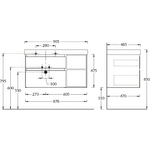 Тумба с раковиной Kerama Marazzi Cubo 90 мальва (CUB.90Lh\MAL, CU.wb.90Lh)