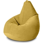 Кресло бескаркасное Mypuff груша, Горчичный, размер XXXL- Стандарт, мебельный велюр