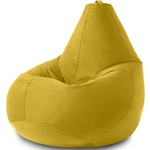 Кресло бескаркасное Mypuff груша, Желтый, размер XXXL- Стандарт, велюр