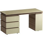 Письменный стол MetalDesign Кварт MD 762.04.10 корпус-ясень темный/ стекло-крем