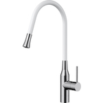 Смеситель для кухни Omoikiri Yatomi BN-WH гибкий излив, сталь/белый (4994250)