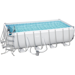 Каркасный бассейн Bestway 56671 BW Power Steel 488х244х122см, 11532л, песч.фил.-нас. 3028л/ч, лестн., тент, попл.-доз