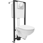 Комплект унитаза Cersanit Delfi Black унитаз + инсталляция, сиденье микролифт, кнопка хром глянцевый (S-SET-DEL/Black/TPL/Cg-w)