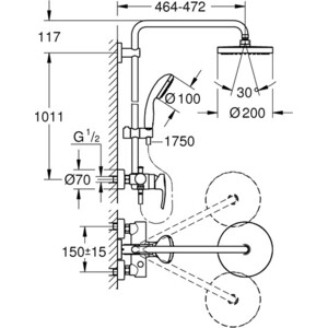 Душевая система Grohe Tempesta Cosmopolitan System со смесителем, хром (26244001)