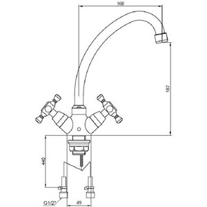 Смеситель для кухни Kaiser Carlson Style жесткая подводка, хром (11133)