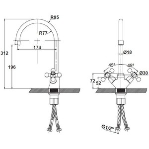Смеситель для кухни Kaiser Carlson с гайкой, хром (11043)