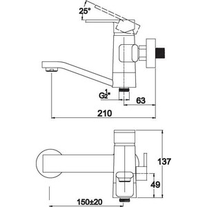 Смеситель для ванны Kaiser Sonat хром (34522)