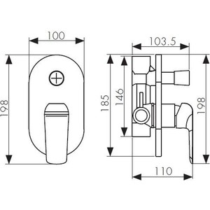 Смеситель для ванны Kaiser Glory встраиваемый, белый/хром (69177)