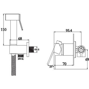 Смеситель для душа Kaiser Sonat с гигиенической лейкой, встраиваемый (34377)