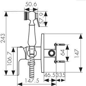 Смеситель для душа Kaiser Sena с гигиенической лейкой, встраиваемый (74188)
