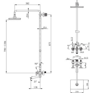 Душевая система Kaiser Trio со смесителем, хром (57288)