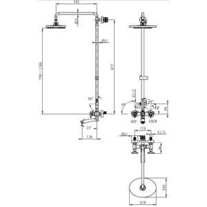Душевая система Kaiser Trio со смесителем, хром (57188)