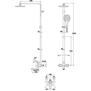 Душевая система Kaiser Sonat со смесителем, хром, серая лейка (34182)