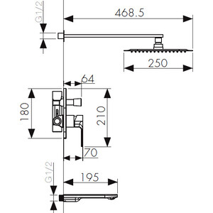 Душевая система Kaiser Linear с верхним душем, хром (59077)
