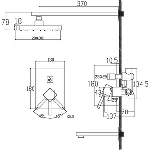 Душевая система Kaiser Quadris с верхним душем, хром (25270)