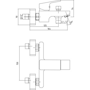 Смеситель для ванны E.C.A. Tiera хром (102102469EX)