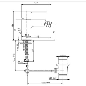 Смеситель для биде E.C.A. Nita хром (102110151EX)