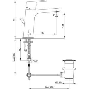 Смеситель для раковины E.C.A. Tiera хром с донным клапаном (102188012EX)