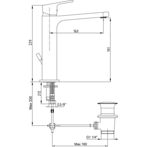 Смеситель для раковины E.C.A. Tiera хром с донным клапаном (102188013EX)