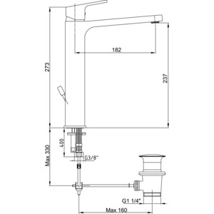 Смеситель для раковины E.C.A. Tiera хром с донным клапаном (102188014EX)