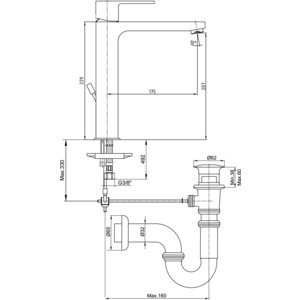 Смеситель для раковины E.C.A. Nita хром с донным клапаном (102188048EX)