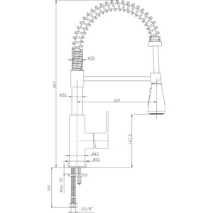 Смеситель для кухни E.C.A. Nita нержавеющая сталь (102518106EX)