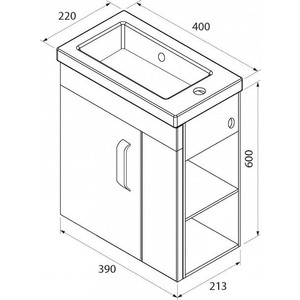 Тумба под раковину IDDIS Torr 40 белый, левая (TOR40WRi95)
