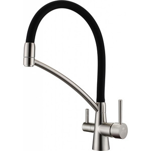 Смеситель для кухни Paulmark Sigen с подключением фильтра, никель (Si213111-NI)