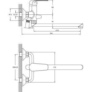 Смеситель для ванны Rush Fiji хром (FI1835-51)