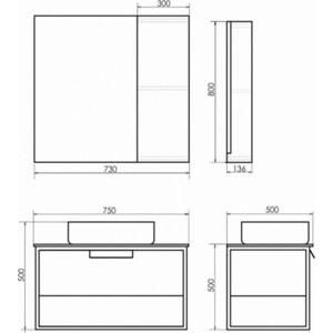 Зеркальный шкаф Comforty Эдинбург 73 бетон светлый (00004149063)