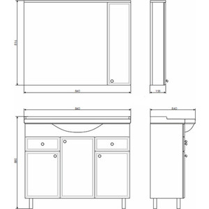 Мебель для ванной Comforty Сочи 86 белый глянец