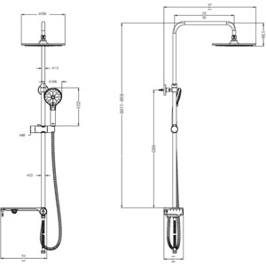 Душевой гарнитур Lemark с верхним душем, хром (LM8810C)