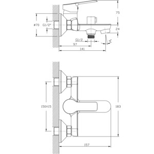 Смеситель для ванны Rush Victoria хром (VI7135-44)