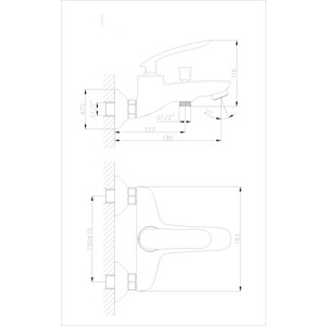 Смеситель для ванны Rush Island с душем, хром (IS6535-44)