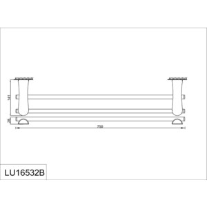 Полотенцедержатель Rush Luson 70 двойной, хром (LU16532B)