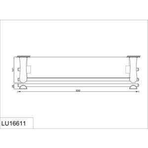 Полка стеклянная Rush Luson с бортиком, хром (LU16611)