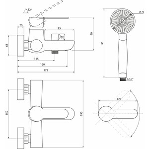 Смеситель для ванны Славен Коттедж хром (СЛ-ОД-Ф30)