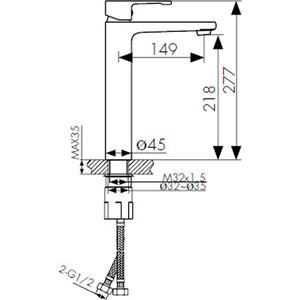 Смеситель для раковины Kaiser Elite высокий излив, хром (01111)