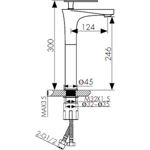 Смеситель для раковины Kaiser Star высокий излив (02111)