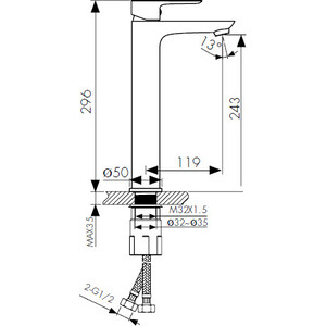 Смеситель для раковины Kaiser Cezar высокий излив, хром (05111)