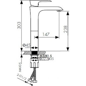 Смеситель для раковины Kaiser Nove высокий излив, хром (06111)