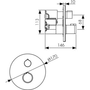 Термостат для ванны Kaiser Areva на три выхода, с механизмом, хром (08077)