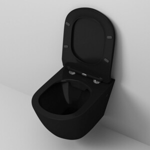 Унитаз подвесной безободковый Grossman с тонким сиденьем микролифт, черный глянцевый (GR-4411 black S)