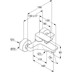 Смеситель для ванны Kludi Pure&Style хром (406810575)