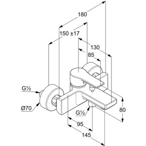 Смеситель для ванны Kludi Zenta SL хром (486700565)