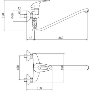 Смеситель для ванны Fashun хром (A2103)