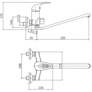 Смеситель для ванны Fashun хром (A2203)
