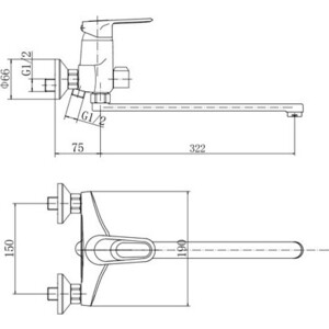 Смеситель для ванны Fashun хром (A2204)