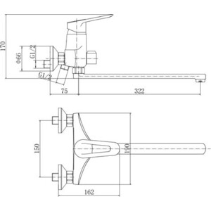 Смеситель для ванны Fashun хром (A2207)